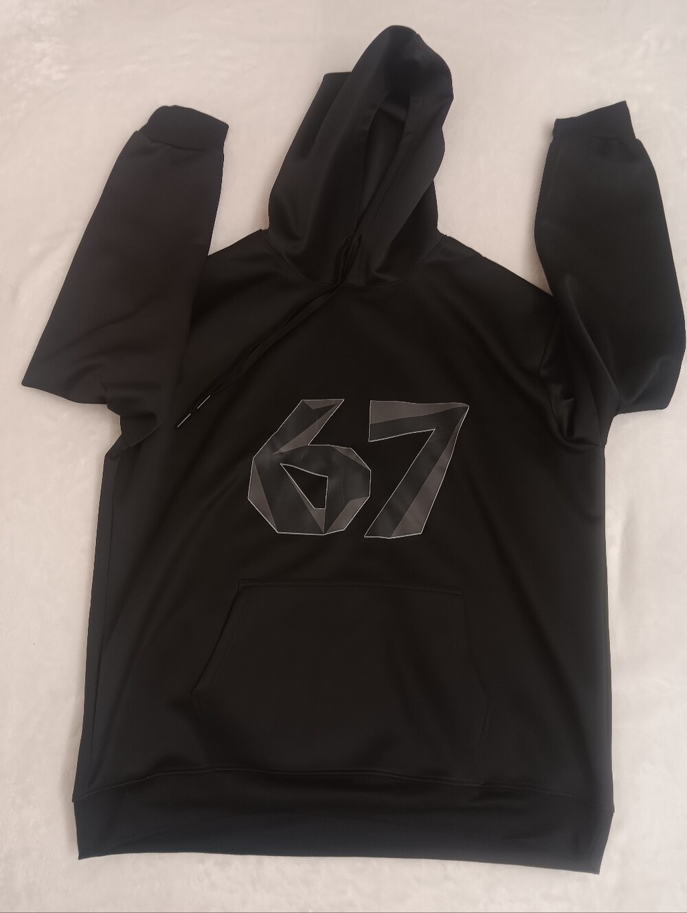 Big Boys Black Hooded Sweater with Reflective '67' Graphic